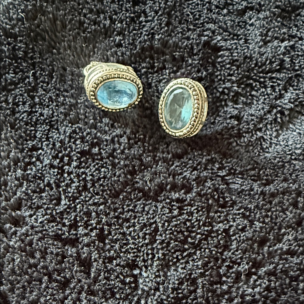 Elegant Blue and Gold Stud Earrings
